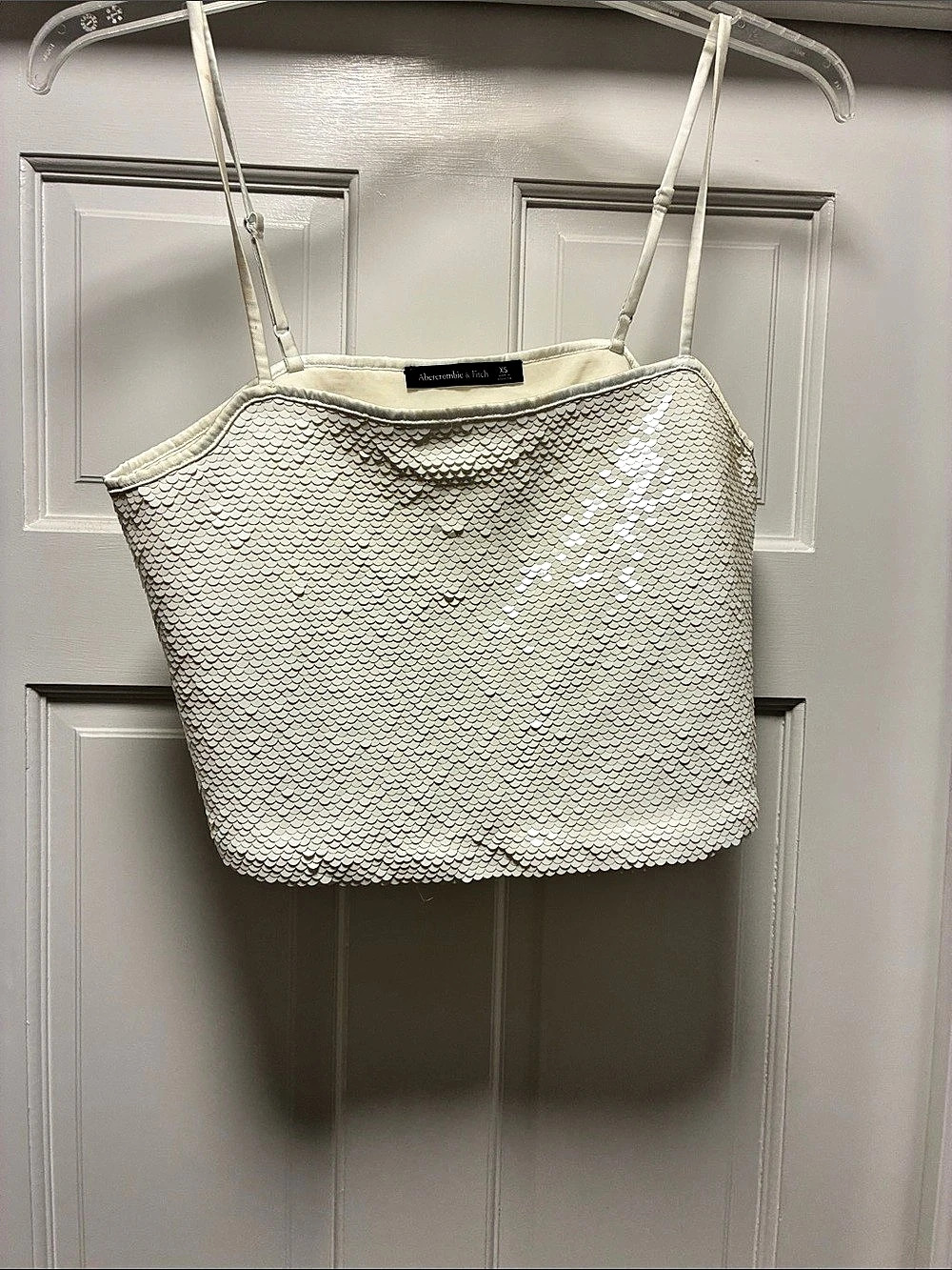 Abercrombie & Fitch Sequin Squareneck Set Top Tank White XS